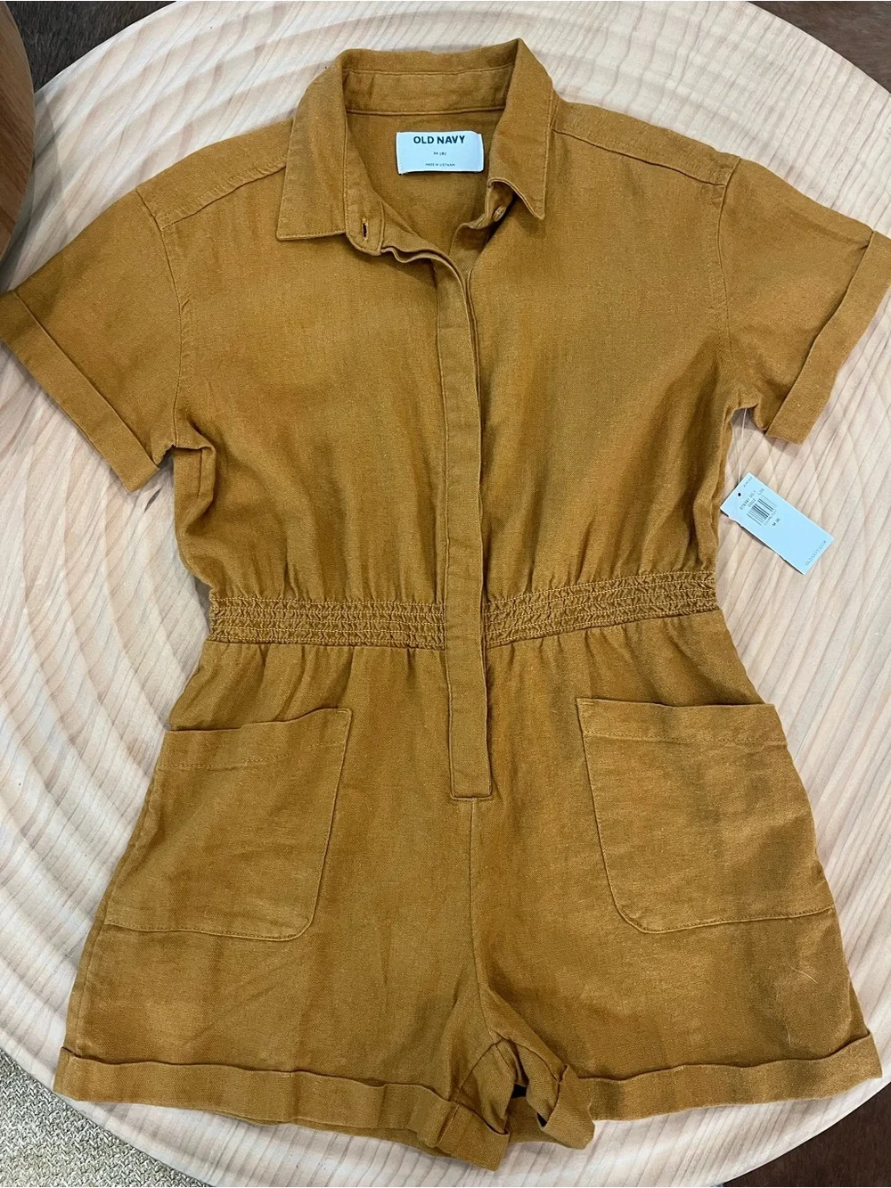 Old Navy Girls' Mustard Short-Sleeve One-Piece Romper NWT SZ 8